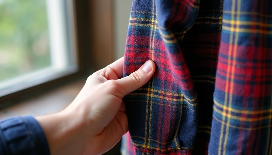 Macro photograph of tightly stitched, durable garment seams being checked for fraying or loose threads.