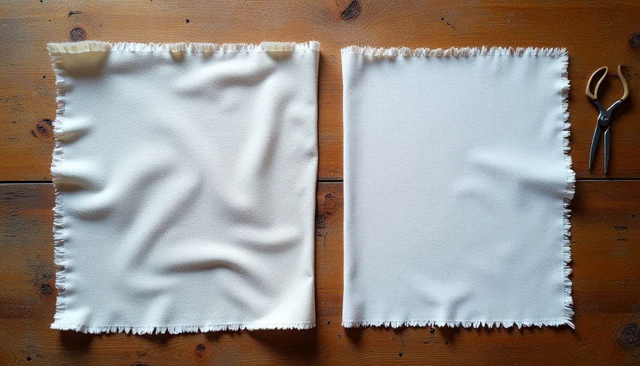 Visual comparison demonstrating the difference between stable woven fabric cut on the grainline and warped, distorted knit fabric cut improperly.