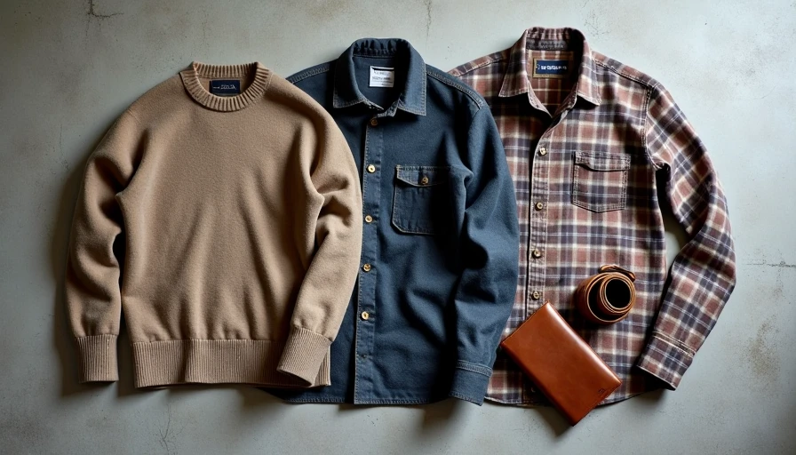 A flat-lay showcase of high-quality natural fiber garments found using a time-conscious thrifting strategy.