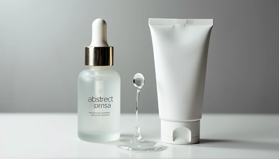 A visual comparison showing an expensive frosted glass serum bottle next to a simple budget tube, highlighting identical gel formulas.