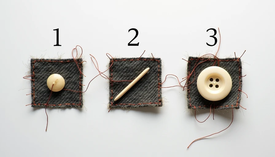 Infographic showing how to sew a durable button with a proper thread shank spacer for heavy vintage outerwear.