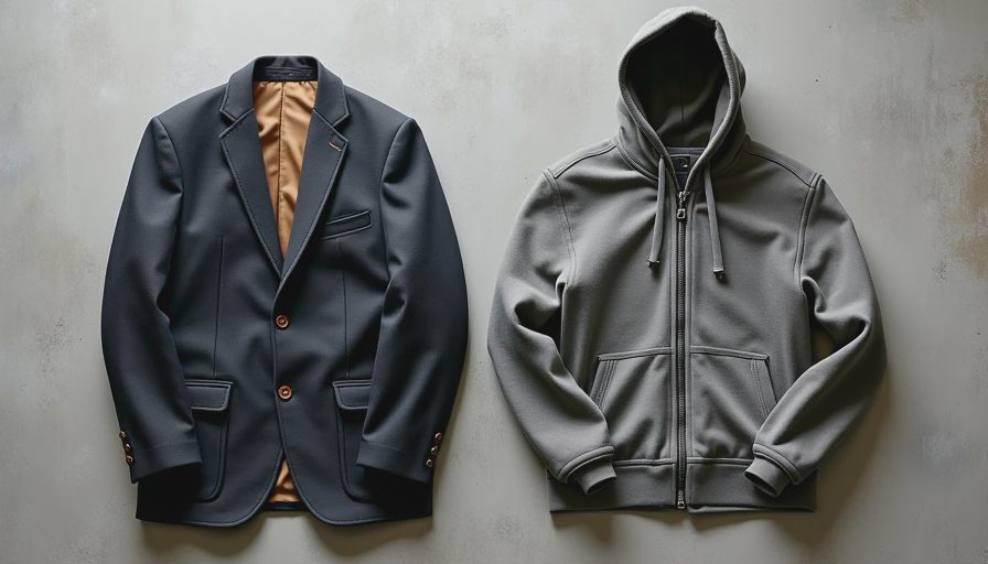 Material Reality: High-Value Vintage vs. Disposable Fast-Fashion A side-by-side material comparison showing the structural differences between premium vintage wool tailoring and low-quality worn-out synthetics.