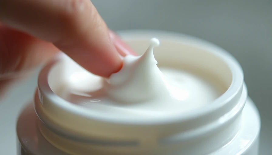 Macro close-up of a thick, fragrance-free ceramide moisturizer texture being sampled on a fingertip.